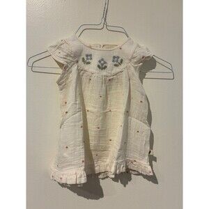 NWT Easy Peasy Cream Floral 100% Organic Cotton Dress - 9M